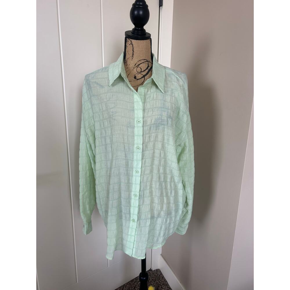Skylar Rose Lime Green Long Sleeve Button Up Shirt Size S‎